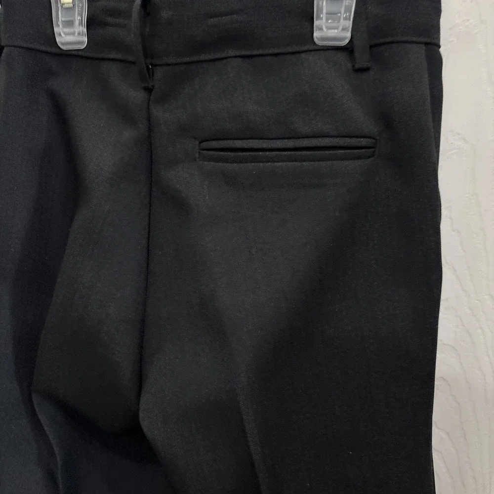 Van Heusen Boys Dress Pants Size 8 Black Flat Front w/ Black Belt EUC